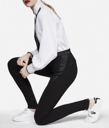 Женские брюки Karl Lagerfeld с завышенной талией и сатиновыми вставками