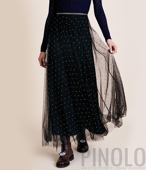 Длинная юбка Manoush Monroe с декором черная