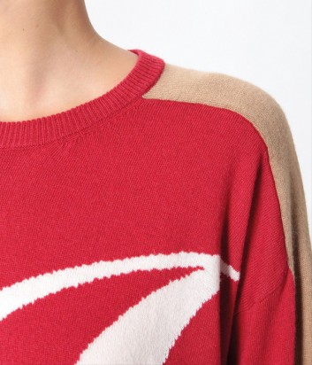 Красный свитер ICE PLAY с бежевыми вставками на рукавах и макси-лого