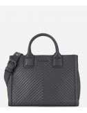 Стеганая кожаная сумка Karl Lagerfeld с двумя отделами серая