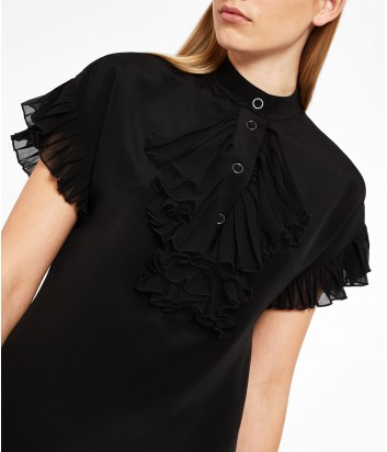 Черное платье Karl Lagerfeld с короткими рукавами и оборкой