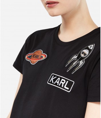 Футболка с нашивками Karl Lagerfeld Space черная