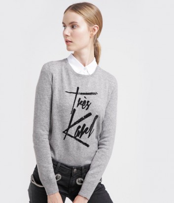 Серый женский свитер Karl Lagerfeld с надписью