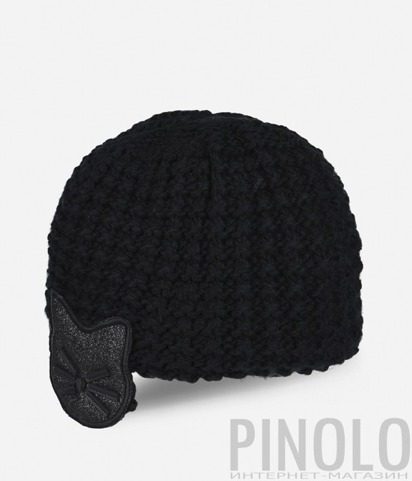 Женская шапка Karl Lagerfeld с глиттерной аппликацией черная