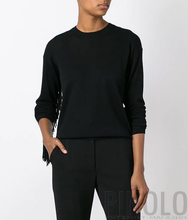 Черный джемпер P.A.R.O.S.H. Loris с бахромой по спине и рукавам