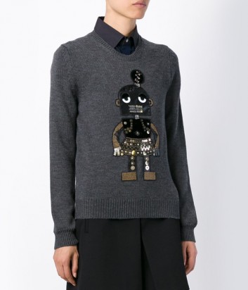 Серый шерстяной свитер P.A.R.O.S.H. с изображением робота