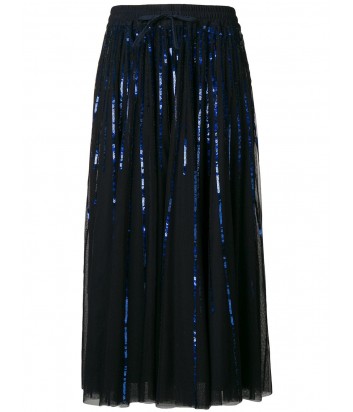 Темно-синяя юбка-миди P.A.R.O.S.H. Gequinc расшитая пайетками