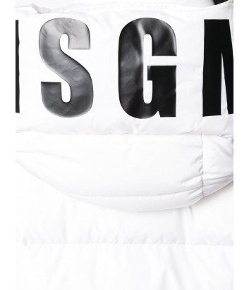Белая безрукавка-пуховик MSGM с логотипом на капюшоне