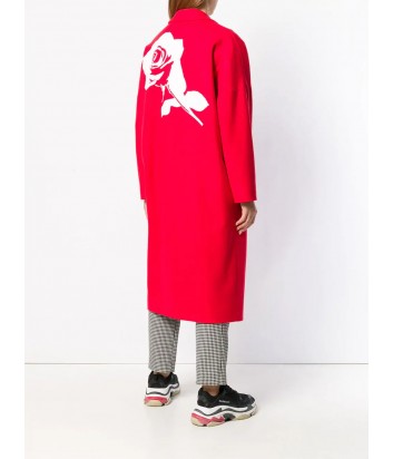 Красное пальто MSGM с изображением розы на спине