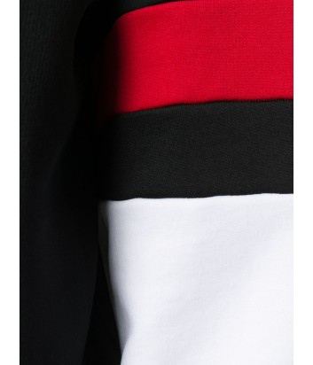 Черный свитшот MSGM с красно-белыми полосками на рукавах