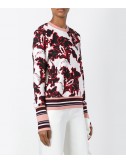 Белый свитшот MSGM с ярким узором и полосатыми манжетами
