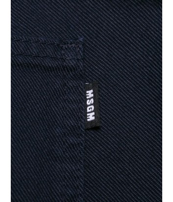 Темно-синие джинсы MSGM с надписями бренда сзади на голенище
