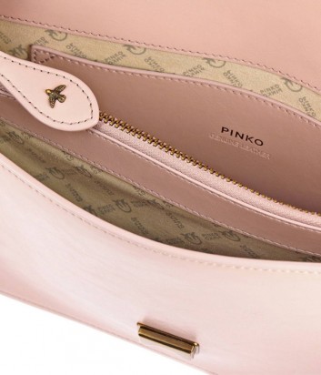 Кожаная сумка Pinko Love Pithon Bag 1P2185 на цепочке розовая