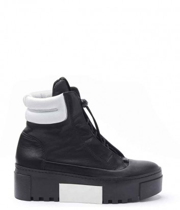 Черно-белые кожаные ботинки Vic Matie на шнурках с фиксатором
