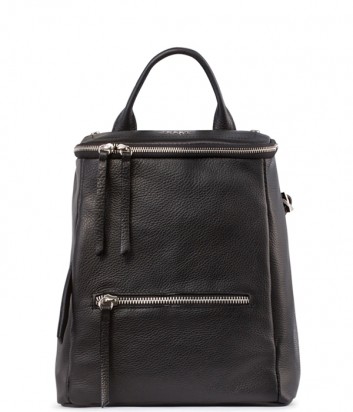 Большой кожаный рюкзак Tosca Blu 371 с внешним карманом черный