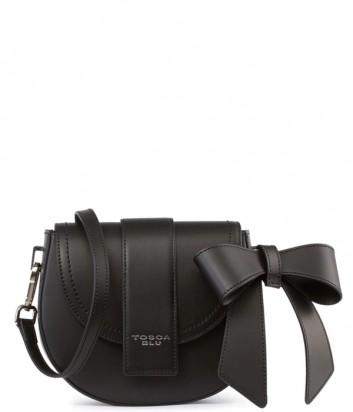 Кожаная сумка Tosca Blu 331 по-больше с брелком в форме банта черная
