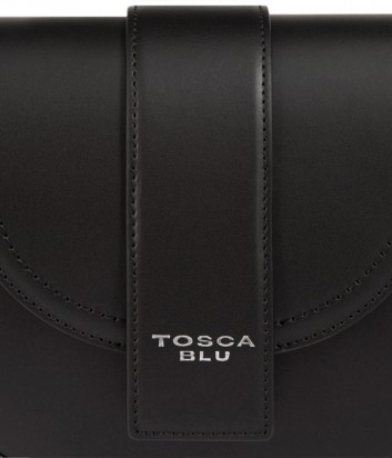 Кожаная сумка Tosca Blu 331 по-больше с брелком в форме банта черная