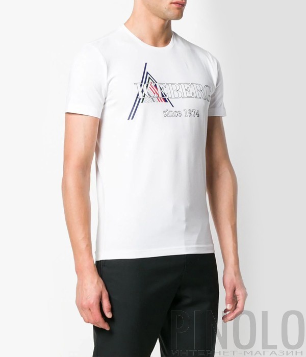 Белая мужская футболка ICEBERG с логотипом