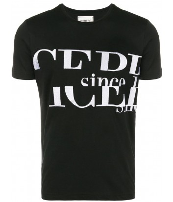 Черная хлопковая футболка ICEBERG с вышитым белым логотипом