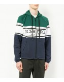 Теплая мужская олимпийка ICEBERG с логотипом сине-зеленая