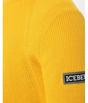 Желтый шерстяной пуловер ICEBERG с логотипом на рукаве