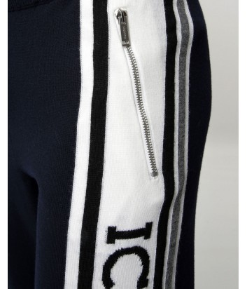 Спортивные шерстяные штаны ICEBERG синие с белым лампасами и логотипом