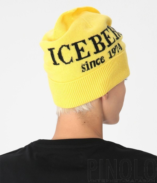 Женская кашемировая шапка ICEBERG с логотипом желтая