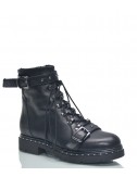 Черные кожаные ботинки L'estrosa ES16 на шнуровке с заклепками