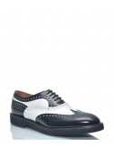 Кожаные туфли-броги Roberto Serpentini 609 с перфорацией черно-белые