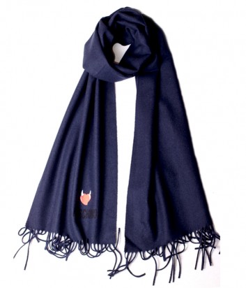 Теплый шарф Moschino 50103 из шерсти мериноса синий
