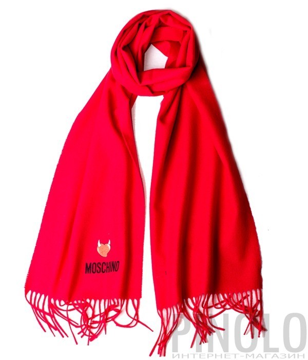 Теплый шарф Moschino 50103 из шерсти мериноса красный