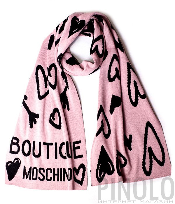 Женский шарф Moschino Boutique 30598 пудрово-черный с рисунком