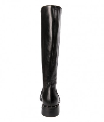 Черные кожаные сапоги MA&LO 9169 с эластичными вставками