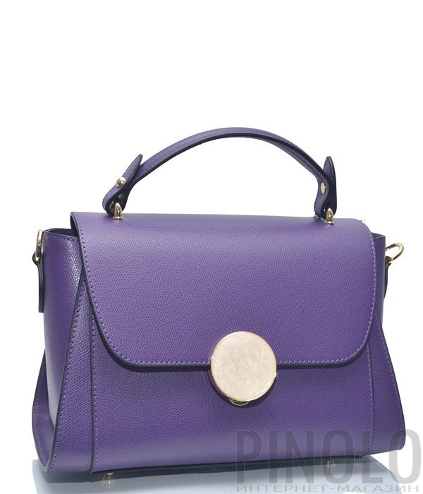 Фиолетовая кожаная сумка Leather Country 3893328 с откидным клапаном