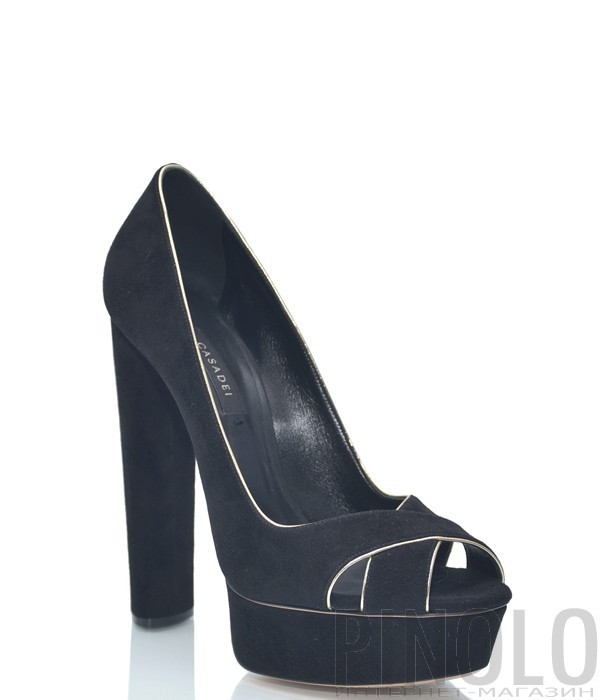 Черные замшевые туфли Casadei 9634 на высоком каблуке