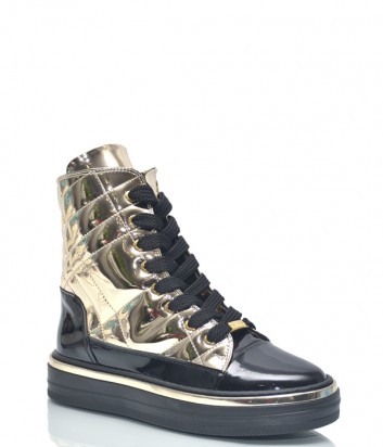 Лаковые ботинки Baldinini 8917 из стеганной кожи золотые