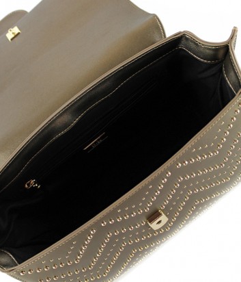 Кожаная сумка через плечо Cavalli Class Alisa 22060 с заклепками золотая