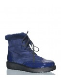 Синие замшевые ботинки Marzetti 43611 на меху с лаковым носком