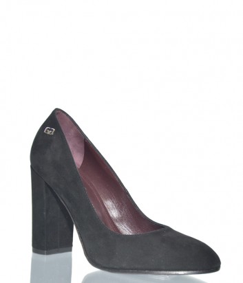 Черные замшевые туфли Angelo Giannini 9818 на широком каблуке