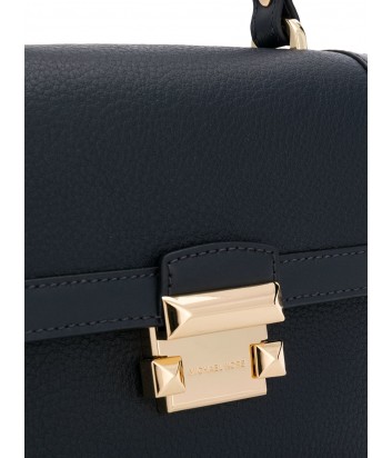 Маленькая кожаная сумка через плечо Michael Kors Jayne синяя с золотой фурнитурой