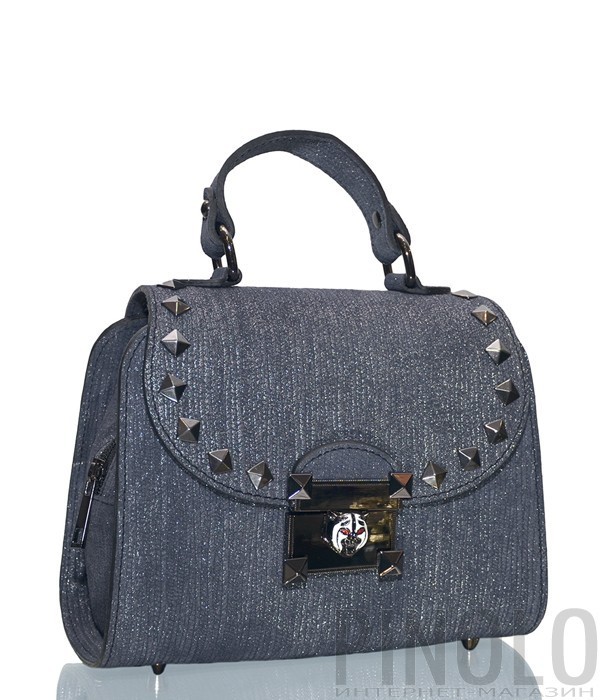 Серо-синяя сумка Leather Country 3092712 из замши с лазерной обработки