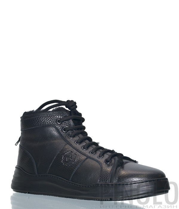 Кожаные ботинки на меху Luca Guerrini 9825 черные