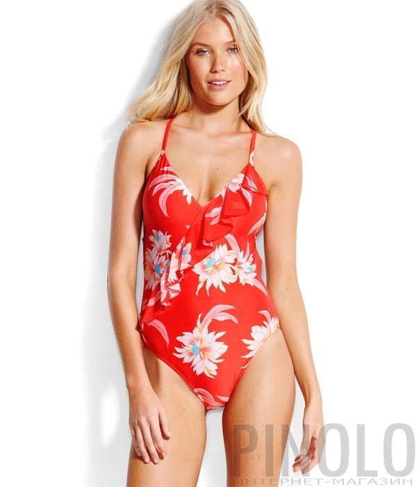 Цельный купальник Seafolly 10797-198 коралловый с принтом Цельный купальник Seafolly 10797-198 коралловый с принтом