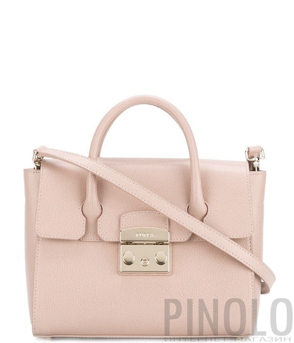 Средняя кожаная сумка Furla Metropolis 851154 нежно-розовая