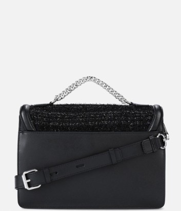 Черная кожаная сумка Karl Lagerfeld Klassik декорированная значками