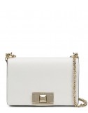 Кожаная сумочка на цепочке Furla Mimi 1008509 с откидным клапаном белая