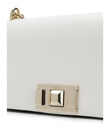 Кожаная сумочка на цепочке Furla Mimi 1008509 с откидным клапаном белая