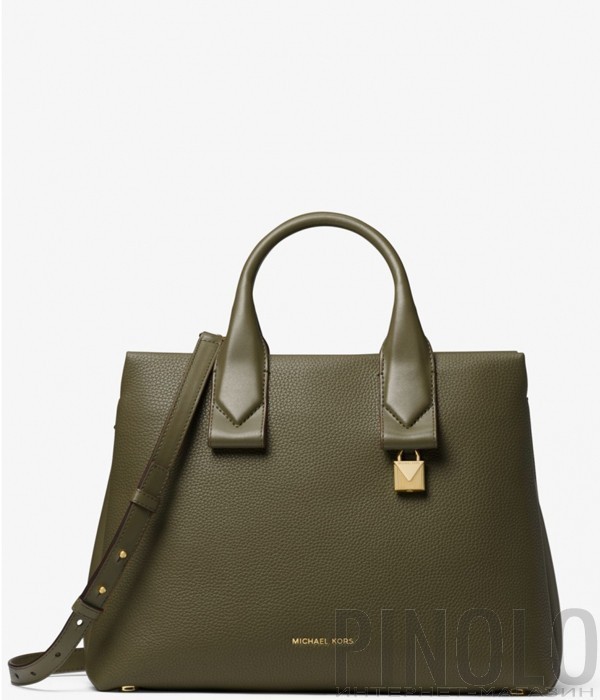 Вместительная сумка Michael Kors Rollins в мягкой коже оливковая