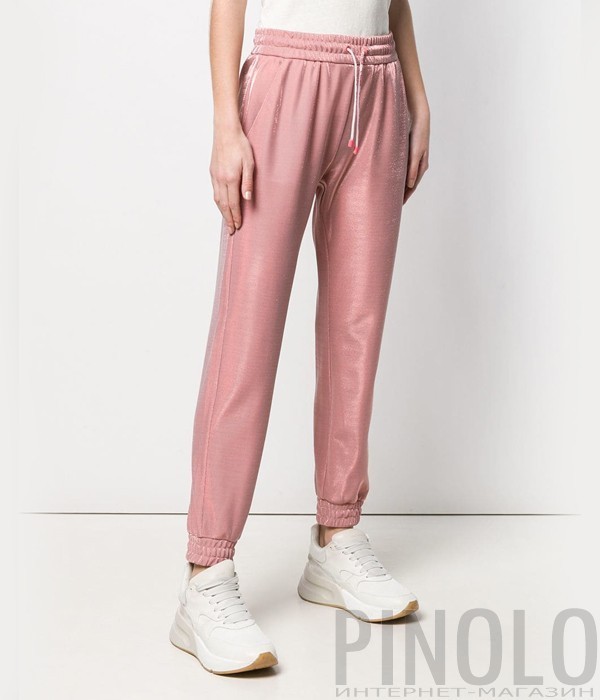 Брюки PINKO 1C102V на резинке с люрексом нежно-розовые