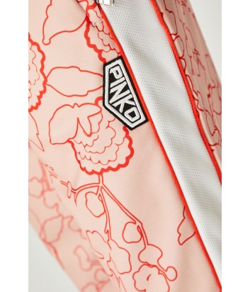 Розовые штаны PINKO 1G13WX с лампасами и цветочным принтом